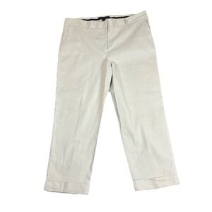 Lafayette 148 New York Linen Blend Cuffed Ankle Pants Women's 12‎ Beige Tailored